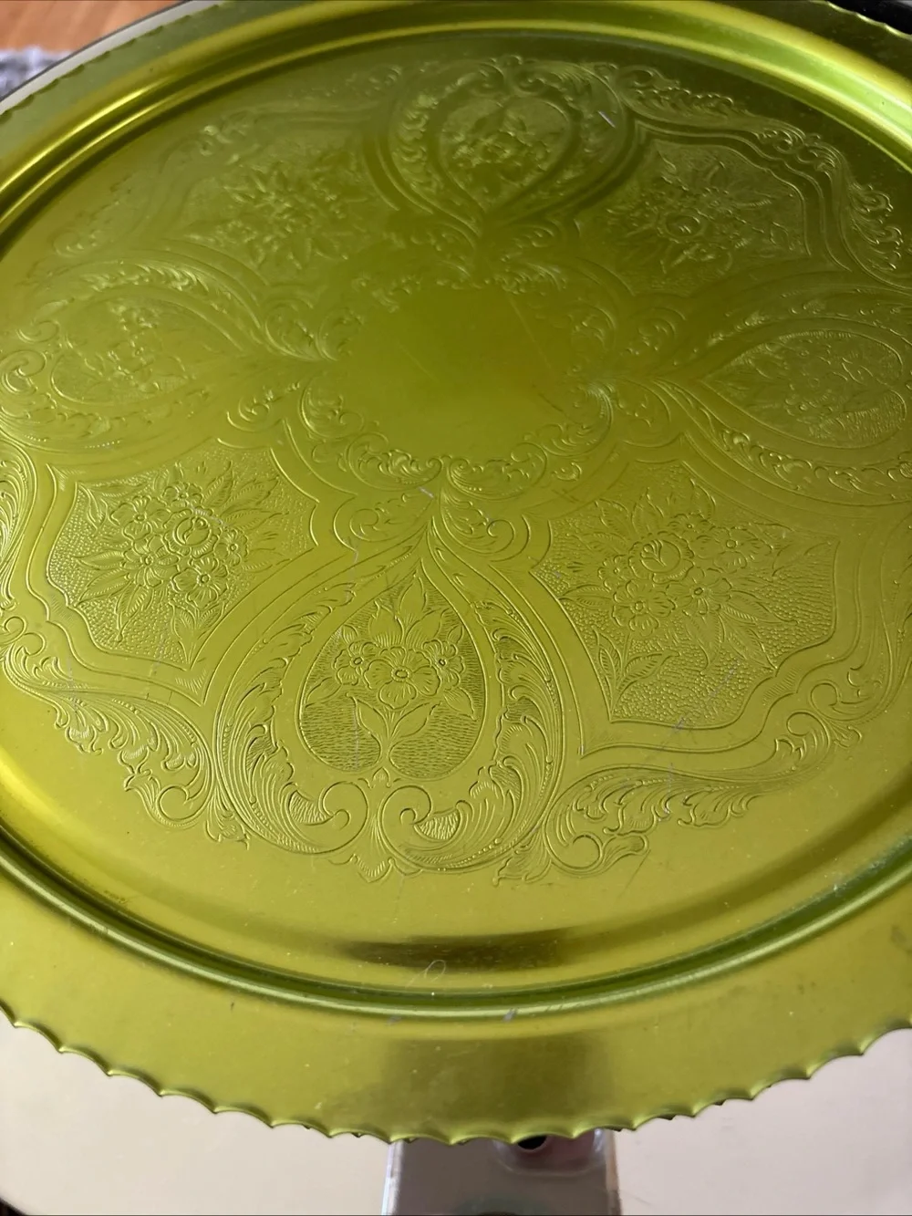 1950’s60’s Vintage Green Anodized Aluminum Serving Tray
